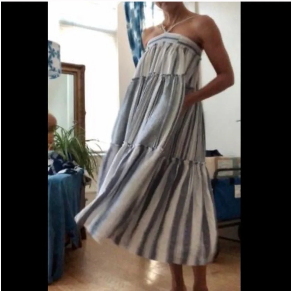 NWT J. Crew Chambray cover-up dress in stripe blue size